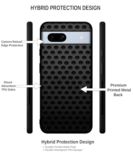 Image of Black Circle Design Premium 2D Printed Metal Back Case Cover for Google Pixel 7A 5G