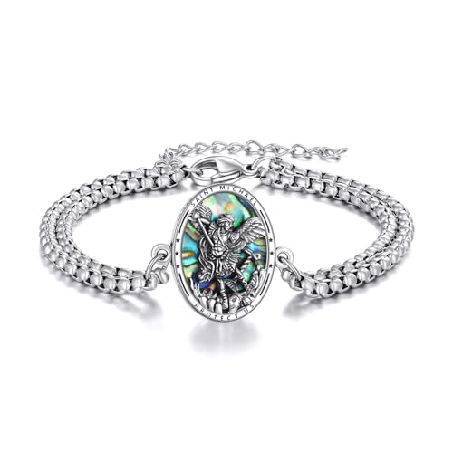 Religious Medal Bracelet 925 Sterling Silver Greek Catholic Bracelet Jewelry Gifts for Men Women