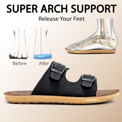 Image of Men Comfortable Double Strap Slippers with Cushioned Footbed, Adjustable Buckle Design, Lightweight Everyday Wear Slippers for Indoor Outdoor Use
