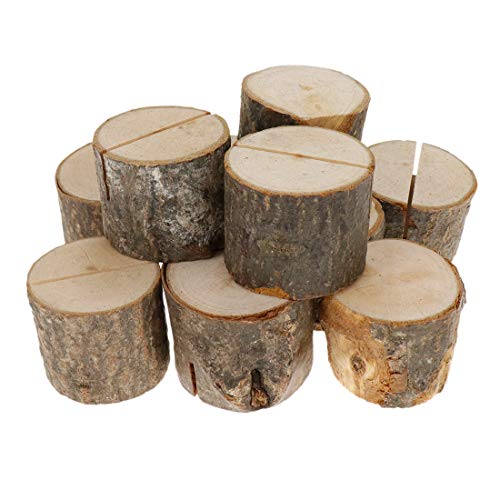 Sscon Wood Photo Clip 10Pcs Bark Stump Card Holders for Home Decor