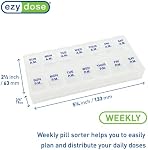 Ezy Dose Weekly (7-Day) AM/PM Pill Organizer, Medium Medicine Case, Natural | Daily Vitamin Box & Supplement Planner, Pop-Up Lids, 2 Times a Day Compact Pill Holder, Portable & Travel-Friendly, BPA-Free