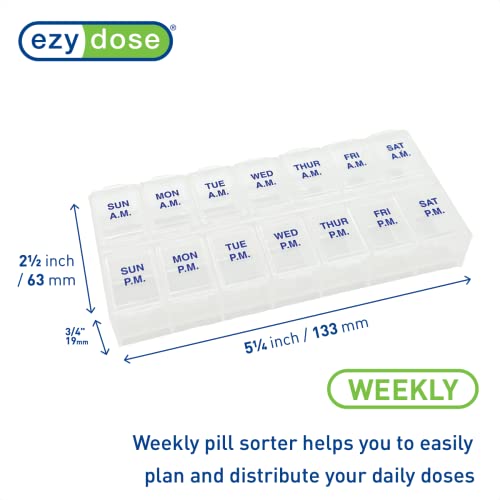 Image of Ezy Dose Weekly 7-Day AM /PM Pill Organizer, Vitamin Case and Medicine Box, Medium Compartments for Twice-Daily Dosing, Natural Color Design, Easy-Open Lids, Portable and Perfect for Home or Travel Use