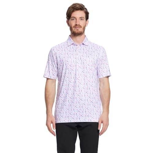 Image of Golf Shirts for Men Dry Fit Short Sleeve Print Performance Moisture Wicking Polo Shirt