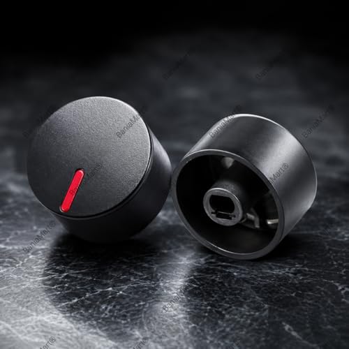 Image of Gas Stove Metal Knobs Set | Plastic Gas Stove Knob Set | Manual Ignition Buttons, Compatible with All Gas Chulhas | Black, Set of 4