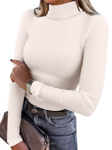 ANRABESS Women Turtleneck Top Long Sleeve Thermal Shirts Slim Fitted Basic Layer 2025 Fall Winter Outfits
