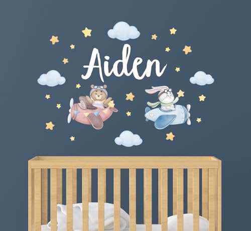 Vinilo Decorativo de Oso y Conejo Personalizado para Niños miniatura 2