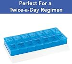 Apex 7 Day AM/PM Weekly Pill Organizer - Weekly Pill Organizer, 2 Times a Day, Easy-Open, Organize Medication or Vitamins, See Through, Assorted Colors