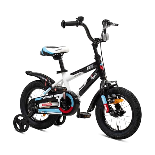 Image of ACEGER Simon Kids Bike for Boys Girls Toddlers, Unisex for Aged 3-13 Years, 12 14 16 18 Inch Children Bicycle with Training Wheels, 20 Inch Bike with Kickstand