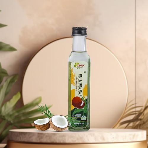 Image of Rav Organics 100% Natural Virgin Coconut Oil 250ml | Pure Unrefined,Wood Cold-Pressed | Cooking | Skin & Baby Care, Oil Pulling | Nariyal Tel or Gari Tel | No Argemone Oil