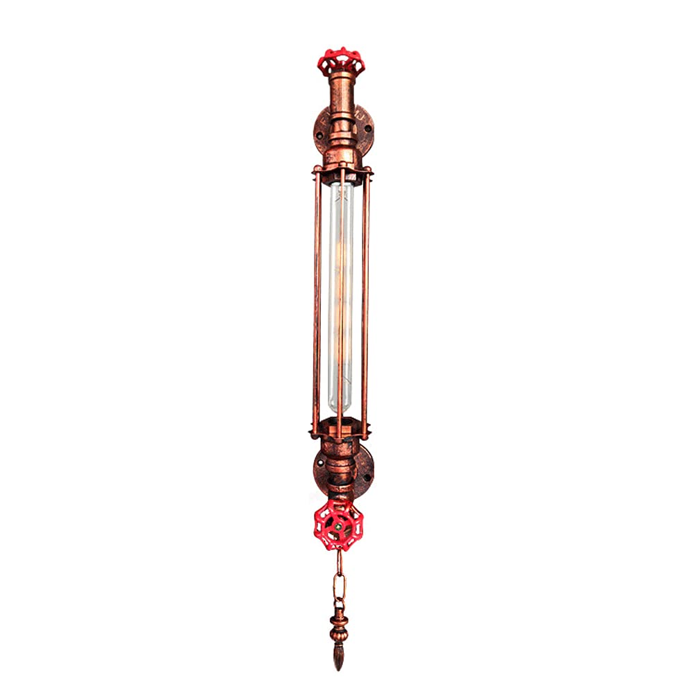 SXSCARKX Industrial Retro Water Pipe Wall Lamp E26/E27 Edison Black Metal Light, Single Head Double Sconces for Bedside Bar Restaurant Hotel Lighting Decoration