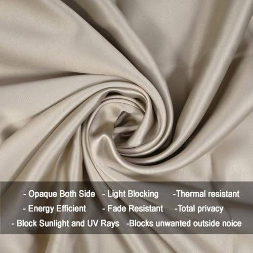 Image of HUTI Home 7 Feet Beige Window Curtains Set of 2 | Heavy 100% Blackout Polyester Eyelet Curtains | Privacy & Light Blocking | Solid Plain Design for Bedroom & Living Room (120 x 213 cm)