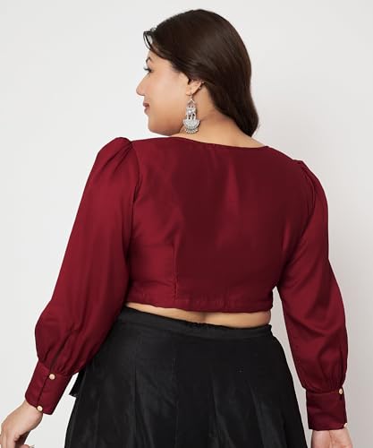Image of studio rasa Women's Plus Size Chroma Button Down Crop Top for Wedding Festive Party