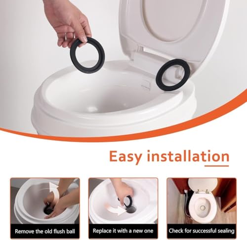 Image of EMSTAR 2PCS RV Toilet Seal,Flush Ball Seal Gasket 385311658 Replacement Kit for Dometics 300 /310 /320 RV Toilet Parts,Toilet Seal Parts Solves Camper Leakage