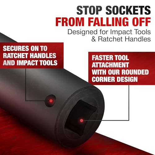 Image of TIGHTSPOT 1 /2 Inch Drive - 7 /16 Inch Deep Impact Socket with Anti-Rounding 6 Point Design, Heat-Treated CRV Steel