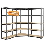 SONGMICS Eckregal-Set 5 Ebenen, Schwerlastregal, Metall, Lagerregal für Garage, Abstellraum, Kellerregal, bis 2625 kg belastbar, tintenschwarz-naturbeige GLR070B03