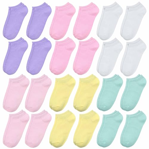 ZERULETS 24 Paar Kinder Sneaker Socken Mädchen Kindersocken Laufsocken Sportscoken für 1-13 Jahre(10-13 Jahre)