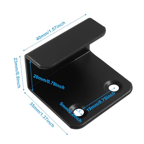 Image of 6 Pack Wall Hanger Fastener, Stainless Steel Mount Brackets Hook With 20mm Inner Width Heavy Duty Tile Display Hangers for Ceramic (Black)