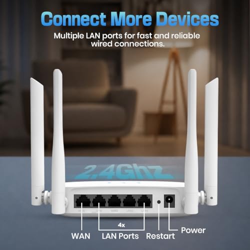 Image of PunnkFunnk 300Mbps Wireless Router | High Speed Smart WiFi Router | IPv6 Support, QoS, WPS, DHCP Server | Multi Mode (Router /AP /Relay) | Secure & Stable Network for Home & Office