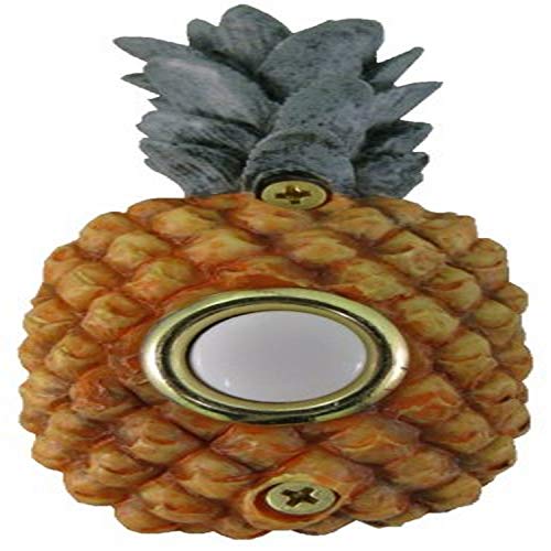 Waterwood Hand Painted Pineapple Doorbell - Wired & Illuminated Push Button Cast in Durable Polyresin
