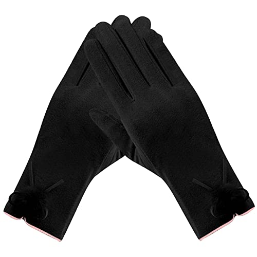 Cozlly Guantes de Mujer, Guantes de Cuero de Invierno Térmicos Pantalla Táctil Prueba de Viento Impermeable Manoplas Adecuado para Deportes al Aire Libre, Ciclismo, Conducción (Negro) Cover