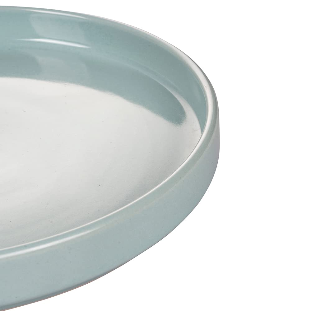 Elama Service De Table 16 Pièces En Grès Gaufré, Turquoise