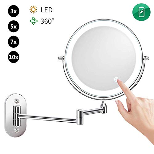 Miroir de maquillage mural pour routine beauté et rasage précis USB 3X