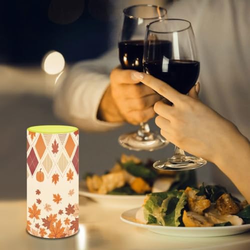 Image of Poceacles Fall Decoration LED Flameless Candles Battery Operated Candles with Remote Control Timer Flickering Wick Pillar Tealight for Home Outdoor Autumn Decor, Fall Maple Leaf Beige
