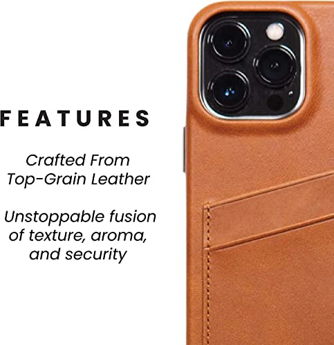 Bullstrap Premium Leather Portfolio Phone Case Compatible With Apple Iphone 14, Sienna Brown #TOP1