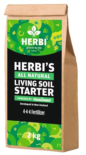 Herbi Living Soil Starter NPK 4-4-4 2 kg organischer Bio-Naturdünger & Bodenaktivator zur Förderung von Bodenleben & Nährstoffverfügbarkeit ideal für Gemüse Kräuter Hochbeete & Indoor-Grow