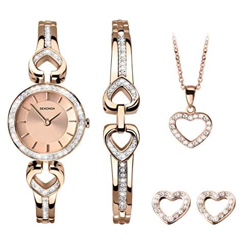 SEKONDA Women's Rose Gold Watch Gift Set Cover