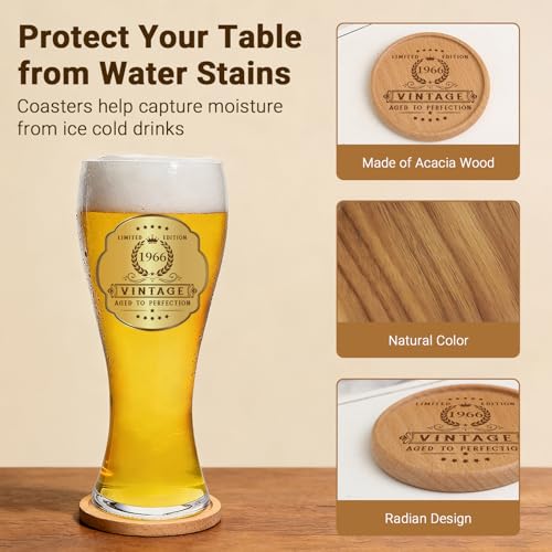 TrophyToast 60th Birthday Gifts for Men Beer Glasses Set, 18oz Birthday Gift Ideas Gold Plating Beer Glass, Vintage 1966 Beer Glass 60 Year Old Birthday Decorations for Him, Dad, Husband by TrophyToast - Used condition - Image 5