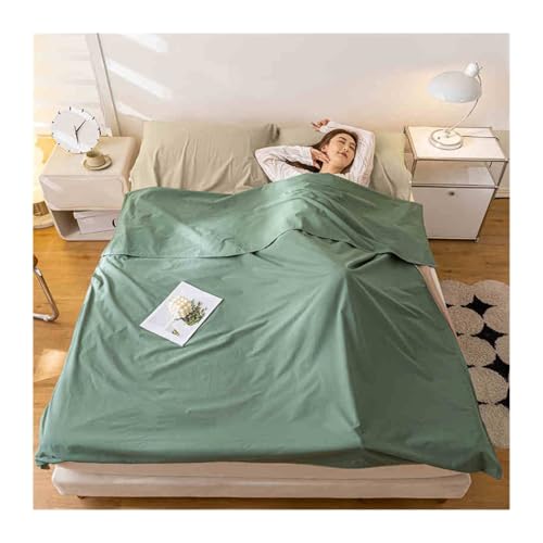 YUTZRIQP Saco de Dormir Forro para Saco de Dormir Sábana de Viaje de Algodón para Interior hostels Cabañas albergues Camping Exterior(Green,160x210cm-63x82)