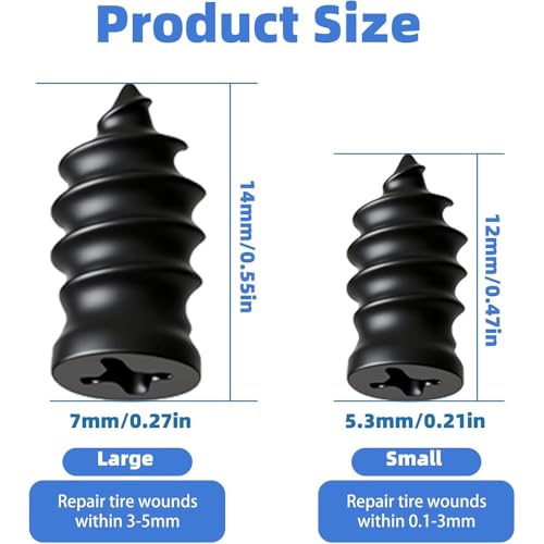 LZECJ Tire Plug Kit, Tire Repair Rubber Nail Kit with Screwdriver, 2 Sizes Self-Sealing Screw-in Tire Repair Plugs, for Tubeless Tire Puncture Repair for Car, Truck, Motorcycle ﻿ (20)