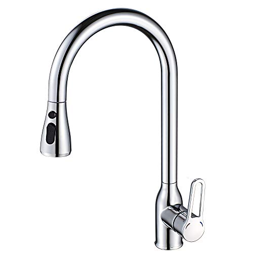 Limited Discount WANJINLI Pull Down Kitchen Sink Faucet, 360 Degree Swivel Single Handle Brass Kitchen Faucets with Pull Out Sprayer for Sinks, Commercial Faucet