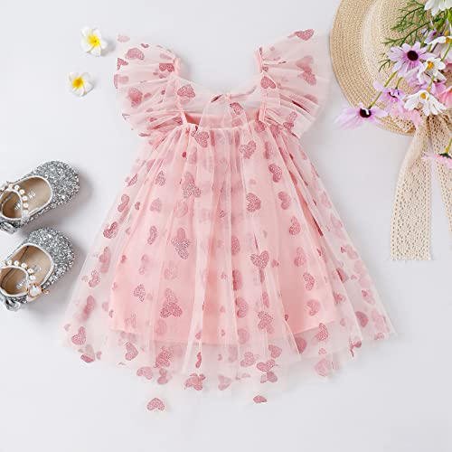 Baby Girl Tulle Dress Kids Heart Tutu Skirt Lace Sleeveless Princess Sundress2