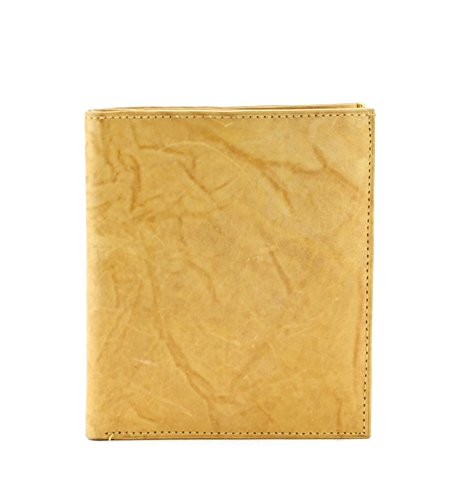 Bacci Mens Wallet Leather Trifold - Top grain cowhide Leather Wallet for Men with 1 ID window, 6 cards, 2 inner slots & 2 cash compartments - Timeless Hipster Men's Wallet (Tan)