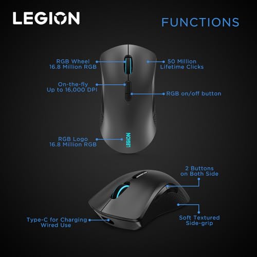 Legion M600 Wireless Gaming Mouse GY50X79385, Aluminium, Coperchio Superiore Grigio Ferro e Corpo Nero - Mouse gaming - Immagine 13