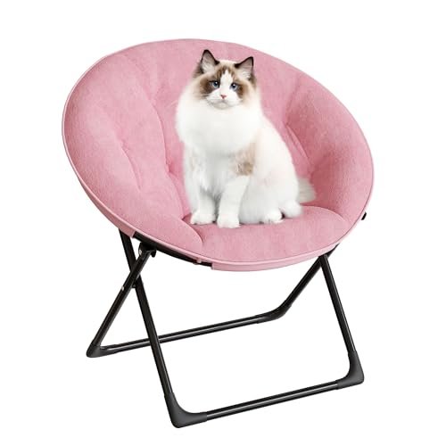 Saucer Chair, Oversized Foldable Floor Chair, Non-Slip Plush Seat for Teens/Adults, Bedroom/Dorm Lounge Chair, Pink