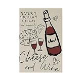 Poster mit Käse- und Weinzitaten auf Leinwand, 