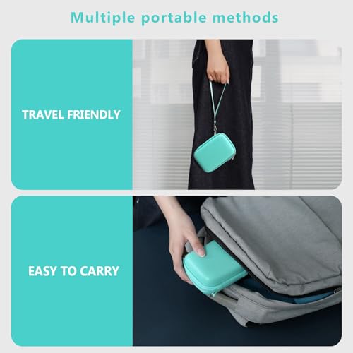 Image of Camera Case for Canon PowerShot ELPH 360 HS A, IXY 650 /ELPH 360 Camera Protective Case Storage Holder Travel Bag with Wrist Strap, Mesh Pocket for Battery Pack, USB Cable, Green