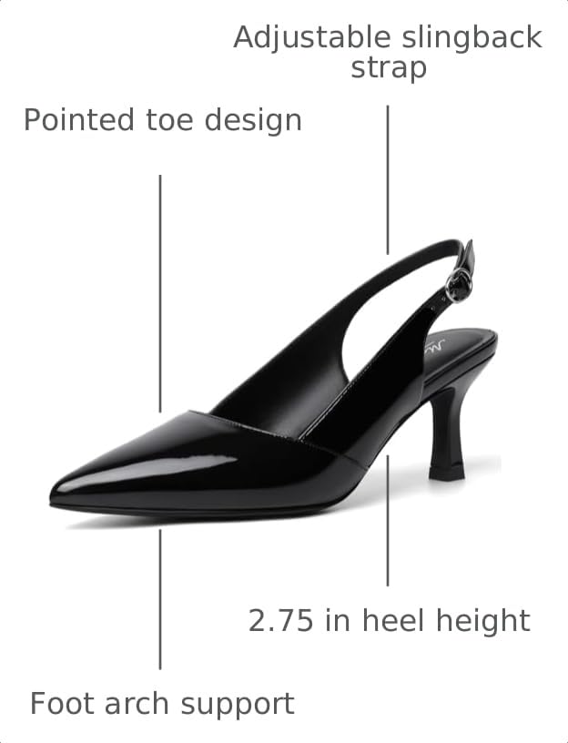 Image of Mostrin Kitten Heels for Women Slingback Pointed Closed Toe Heels Women's Pumps Shoes for Wedding, Party, Commuting