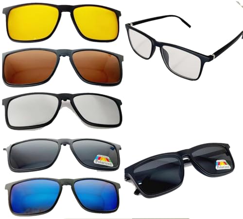Image of Aryan 5+1 Changeable Clip-On Sunglasses, Versatile Eyewear with Multiple Lens Shades for Night Driving, Winter & Summer, UV Protection, Lightweight & Stylish