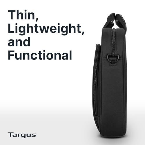 Targus 15-16 Inch Classic Slim Laptop Bag, Black - Ergonomic Briefcase and Messenger Bag - Spacious Foam Padded Laptop Bag for 16" Laptops and Under (TCT027US)