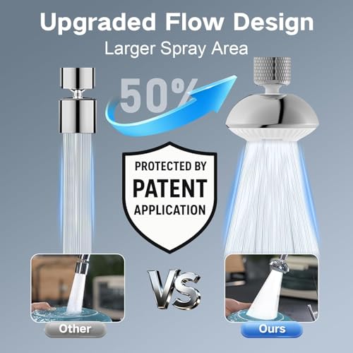 Image of ALTON ALD870, ABS, 2-Function, Anti-Clogging Tap Extender, Chrome | 360 Degree Rotation, Kitchen Faucet Sprayer, Fits F22, M24 mm taps | for Kitchen Sink
