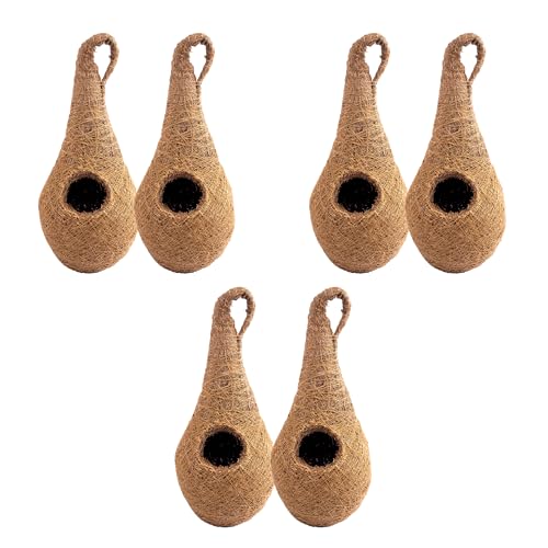 Image of Handwoven Coir Bird Nest - Natural Hanging Birdhouse for Sparrows, Finches, Java Sparrows & Other Small Birds, Ideal for Gardens, Balconies & Trees, (Pair of 3)(* 6 pcs)
