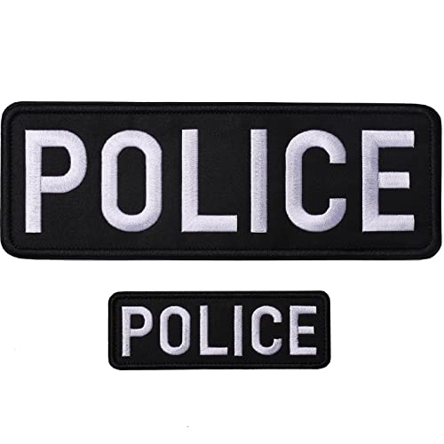 Gygyl 2 Pack Black Police Patch With Hook And Loop, For Police Vest Jacket Back Panel (1Pcs Small And 1Pcs Large) #TOP17