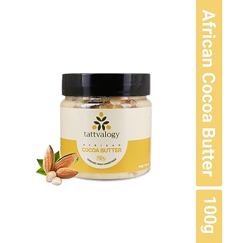 Image of Tattvalogy African Cocoa Butter | Organic, Raw & Unrefined | Moisturizer | For Body Lotion, Stretch Marks, Lip Balms, DIY Creams & Moisturizer | Ideal For Men & Woman | In Plastic Jar - 100 GM