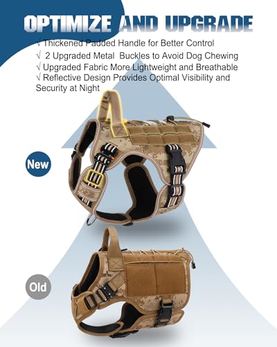 Image of PETNANNY Tactical Dog Harness Reflective with ID Card,Service Dog Vest Harness for Medium Large Dogs,Emotional Support Vest with Padded Handle,2 Reflective Patches for Training Hunting(Desert Camo,M)