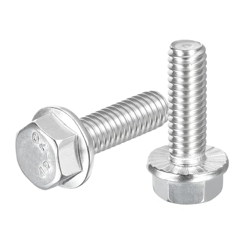 Image of uxcell 15Pcs 5 /16-18 x 1 inch Flanged Hex Head Bolts, 304 Stainless Steel Flange Hexagon Screws, Flange Hex Drive Screws 5.8 Grade for Machinery Industry Home Appliances, Silver