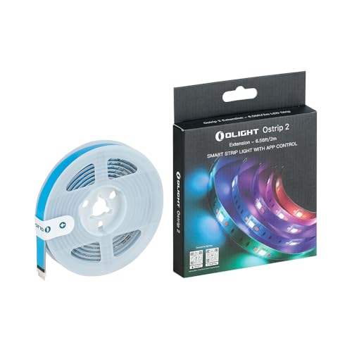 Image of OLIGHT RGBIC LED Strip Lights Ostrip2 Extend 6.56ft, Smart Control, APP | DC 24V 2700K-6500K, Dimmable, IP65, ETL, Music Sync, LED Lights for Bedroom, Cabinet, TV Home Decor - No power adapter
